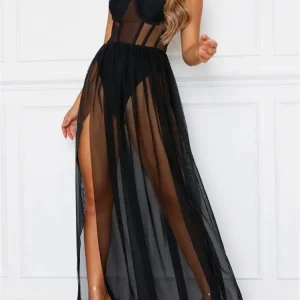 Alternative view of 2024 Fashion Mesh Sheer Bodysuit Dress